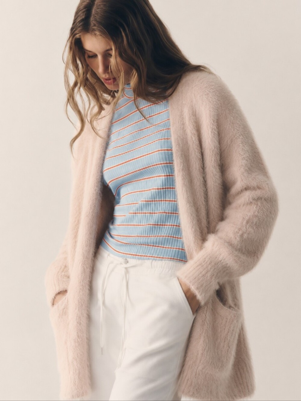 NWT! Anthropologie Knitted & Knotted Soft Pink Eyelash Cardigan